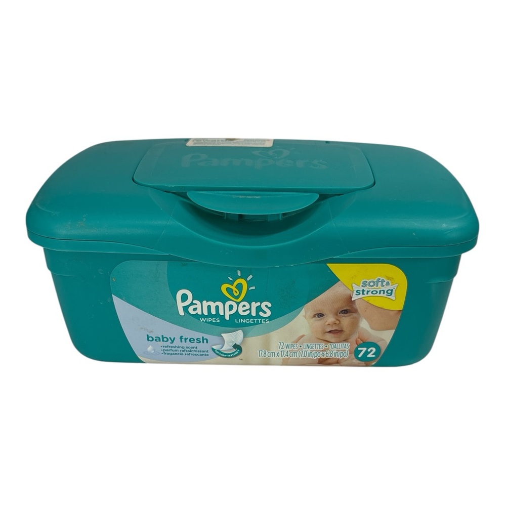 Pampers Baby Wipes Dispenser EMPTY Pop Up Plastic Reusable Container Teal